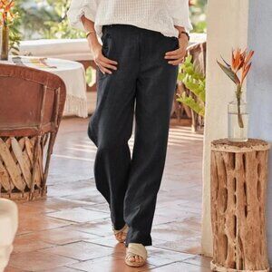 Sundance Black Linen Wide Leg Sailor Pants -NWT